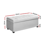 Artiss Storage Ottoman Blanket Box 97cm Leather White - Furniture > Living Room