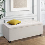 Artiss Storage Ottoman Blanket Box 97cm Linen Beige - Furniture > Bedroom