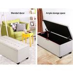 Artiss Storage Ottoman Blanket Box 97cm Linen Beige - Furniture > Bedroom