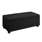 Artiss Storage Ottoman Blanket Box 97cm Linen Black - Furniture > Living Room