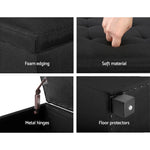 Artiss Storage Ottoman Blanket Box 97cm Linen Black - Furniture > Living Room
