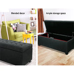 Artiss Storage Ottoman Blanket Box 97cm Linen Charcoal - Furniture > Bedroom
