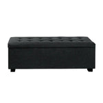Artiss Storage Ottoman Blanket Box 97cm Linen Charcoal - Furniture > Bedroom