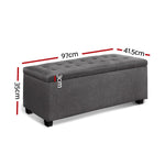 Artiss Storage Ottoman Blanket Box 97cm Linen Grey - Furniture > Bedroom