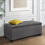 Artiss Storage Ottoman Blanket Box 97cm Linen Grey - Furniture > Bedroom