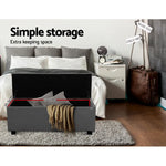 Artiss Storage Ottoman Blanket Box 97cm Linen Grey - Furniture > Bedroom
