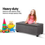 Artiss Storage Ottoman Blanket Box 97cm Linen Grey - Furniture > Bedroom