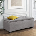 Artiss Storage Ottoman Blanket Box 97cm Linen Light Grey - Furniture > Bedroom