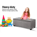 Artiss Storage Ottoman Blanket Box 97cm Linen Light Grey - Furniture > Bedroom
