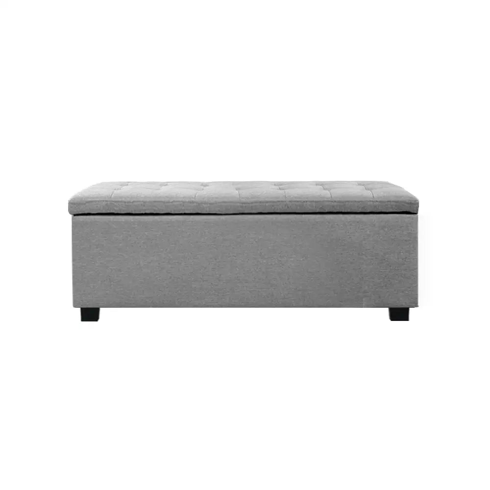 Artiss Storage Ottoman Blanket Box 97cm Linen Light Grey - Furniture > Bedroom