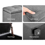 Artiss Storage Ottoman Blanket Box 97cm Linen Light Grey - Furniture > Bedroom