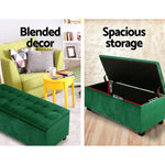 Artiss Storage Ottoman Blanket Box 98cm Velvet Green - Furniture > Living Room