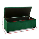 Artiss Storage Ottoman Blanket Box 98cm Velvet Green - Furniture > Living Room