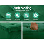 Artiss Storage Ottoman Blanket Box 98cm Velvet Green - Furniture > Living Room