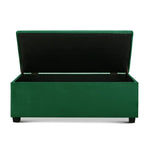 Artiss Storage Ottoman Blanket Box 98cm Velvet Green - Furniture > Living Room