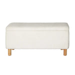 Artiss Storage Ottoman Blanket Box 99cm Teddy Fabric White - Furniture > Living Room > Ottomans & Footstools
