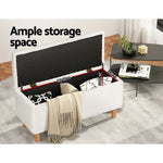 Artiss Storage Ottoman Blanket Box 99cm Teddy Fabric White - Furniture > Living Room > Ottomans & Footstools