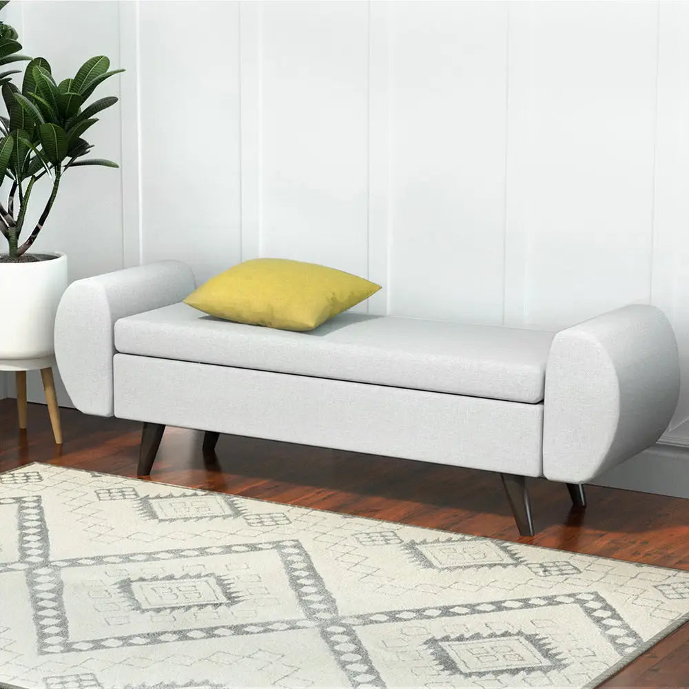 Artiss Storage Ottoman Blanket Box Armrest 140cm Grey - Furniture > Bar Stools & Chairs > Arm Chairs & Recliners