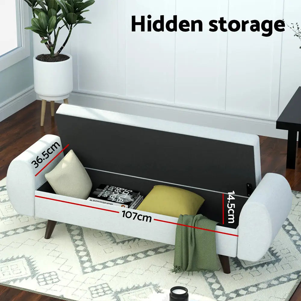 Artiss Storage Ottoman Blanket Box Armrest 140cm Grey - Furniture > Bar Stools & Chairs > Arm Chairs & Recliners