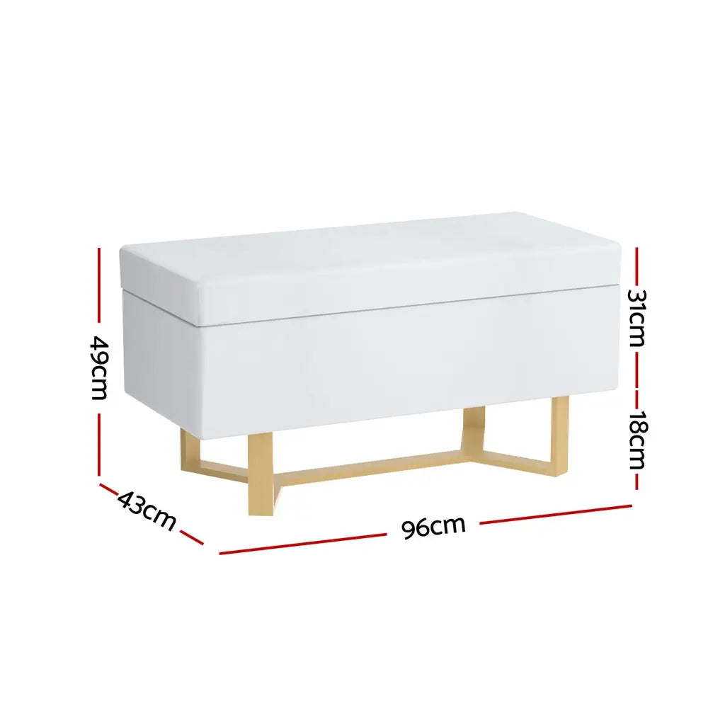 Artiss Storage Ottoman Blanket Box Criss-cross Linen White - Furniture > Living Room > Ottomans & Footstools