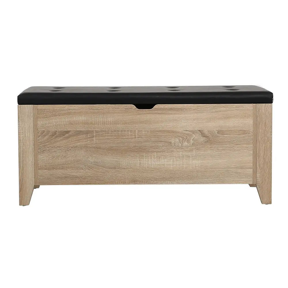 Artiss Storage Ottoman Blanket Box Leather Oak - Furniture > Living Room