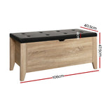 Artiss Storage Ottoman Blanket Box Leather Oak - Furniture > Living Room