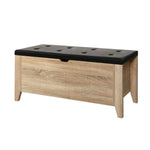 Artiss Storage Ottoman Blanket Box Leather Oak - Furniture > Living Room