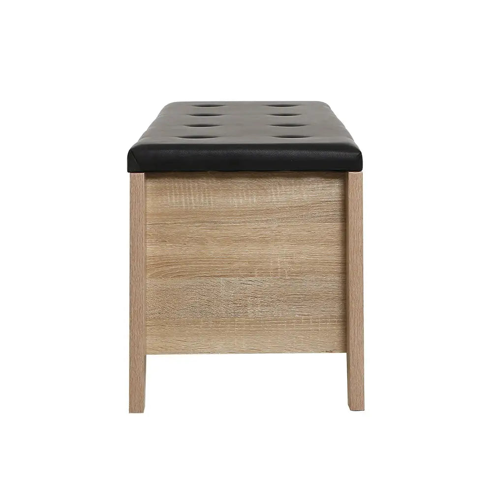 Artiss Storage Ottoman Blanket Box Leather Oak - Furniture > Living Room