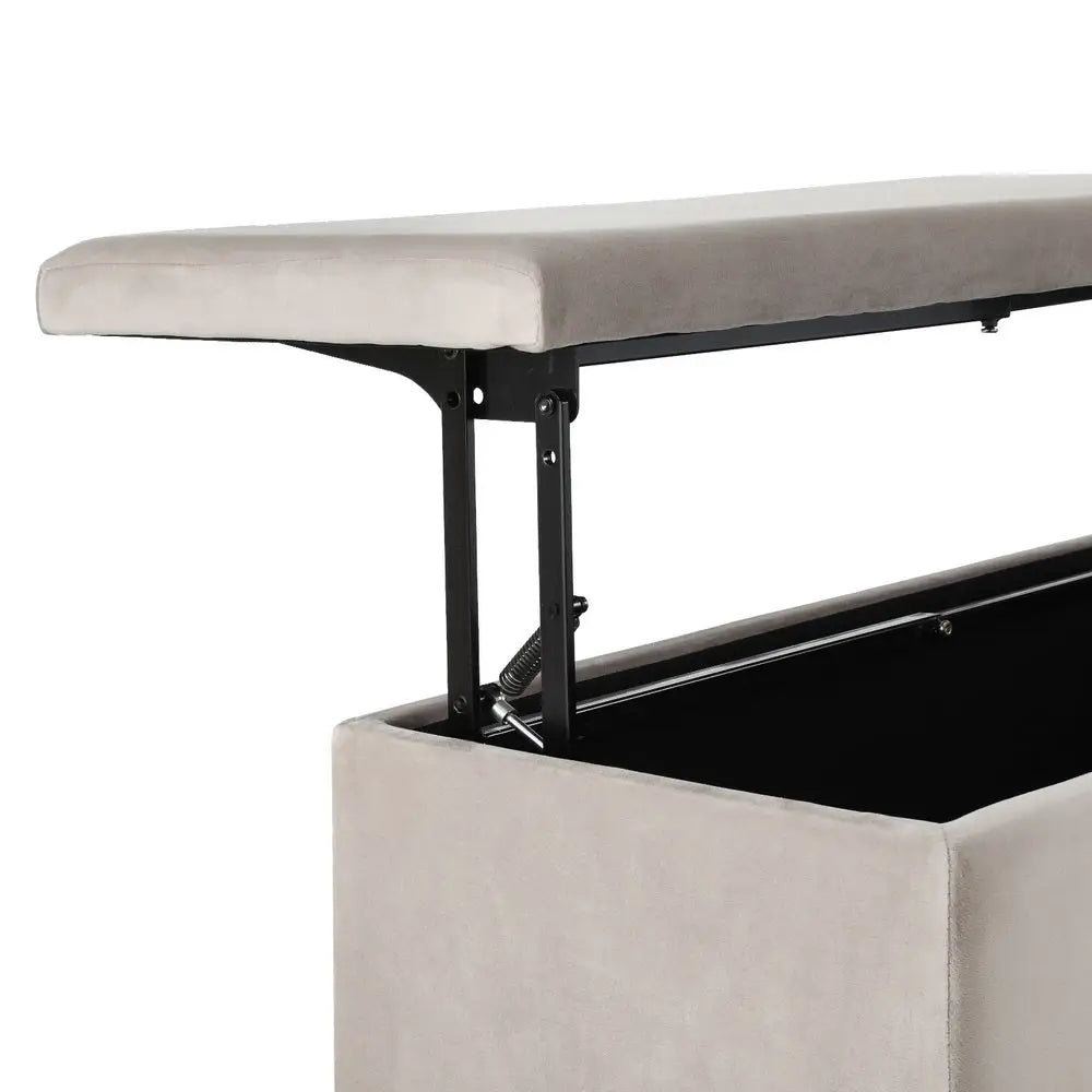 Artiss Storage Ottoman Blanket Box Table 97cm Velvet Taupe - Outdoor Recreation > Camping > Caravan Accessories