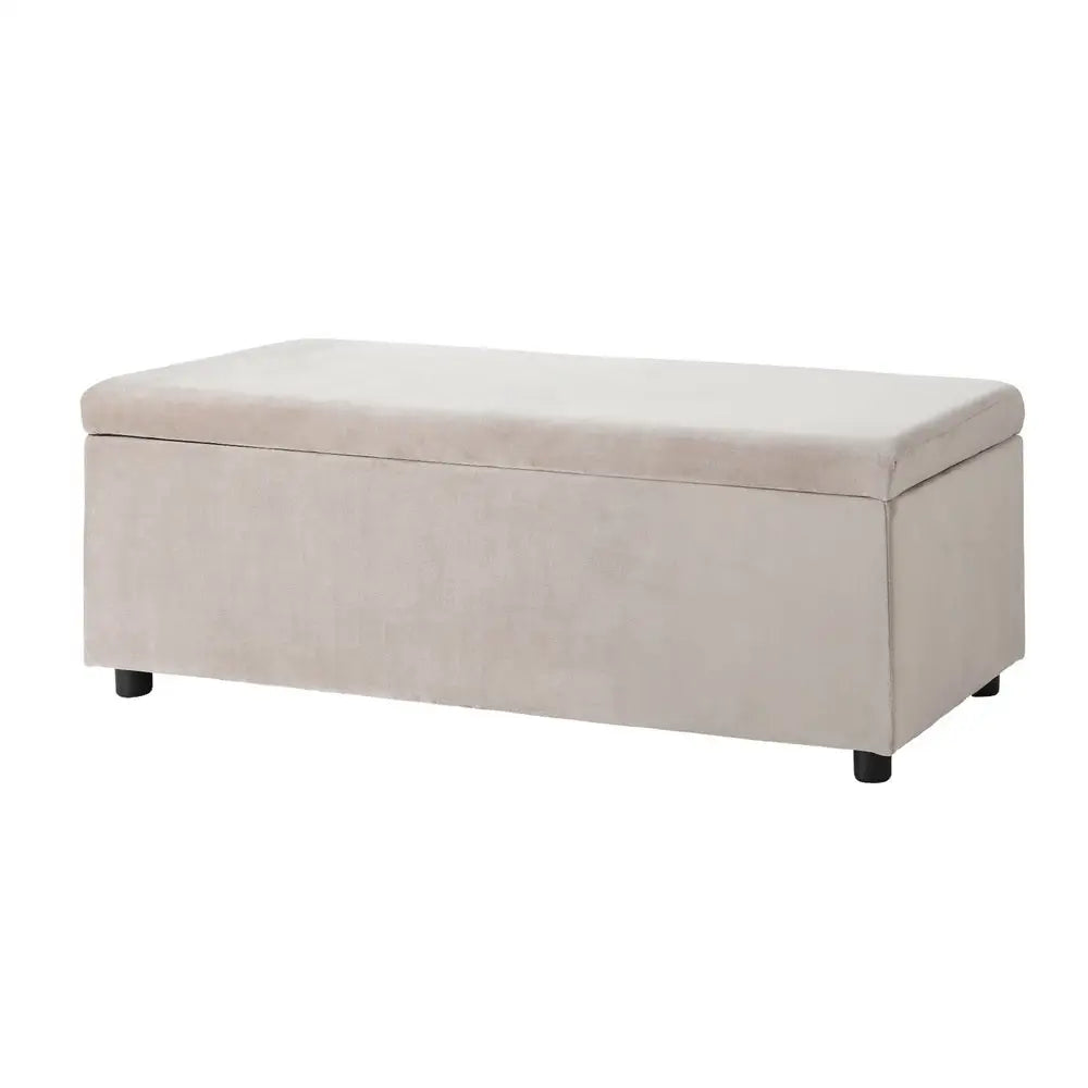 Artiss Storage Ottoman Blanket Box Table 97cm Velvet Taupe - Outdoor Recreation > Camping > Caravan Accessories