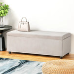 Artiss Storage Ottoman Blanket Box Table 97cm Velvet Taupe - Outdoor Recreation > Camping > Caravan Accessories