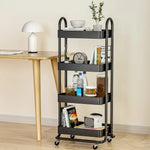 Artiss Storage Trolley Kitchen Cart 4 Tiers Black - Furniture > Dining