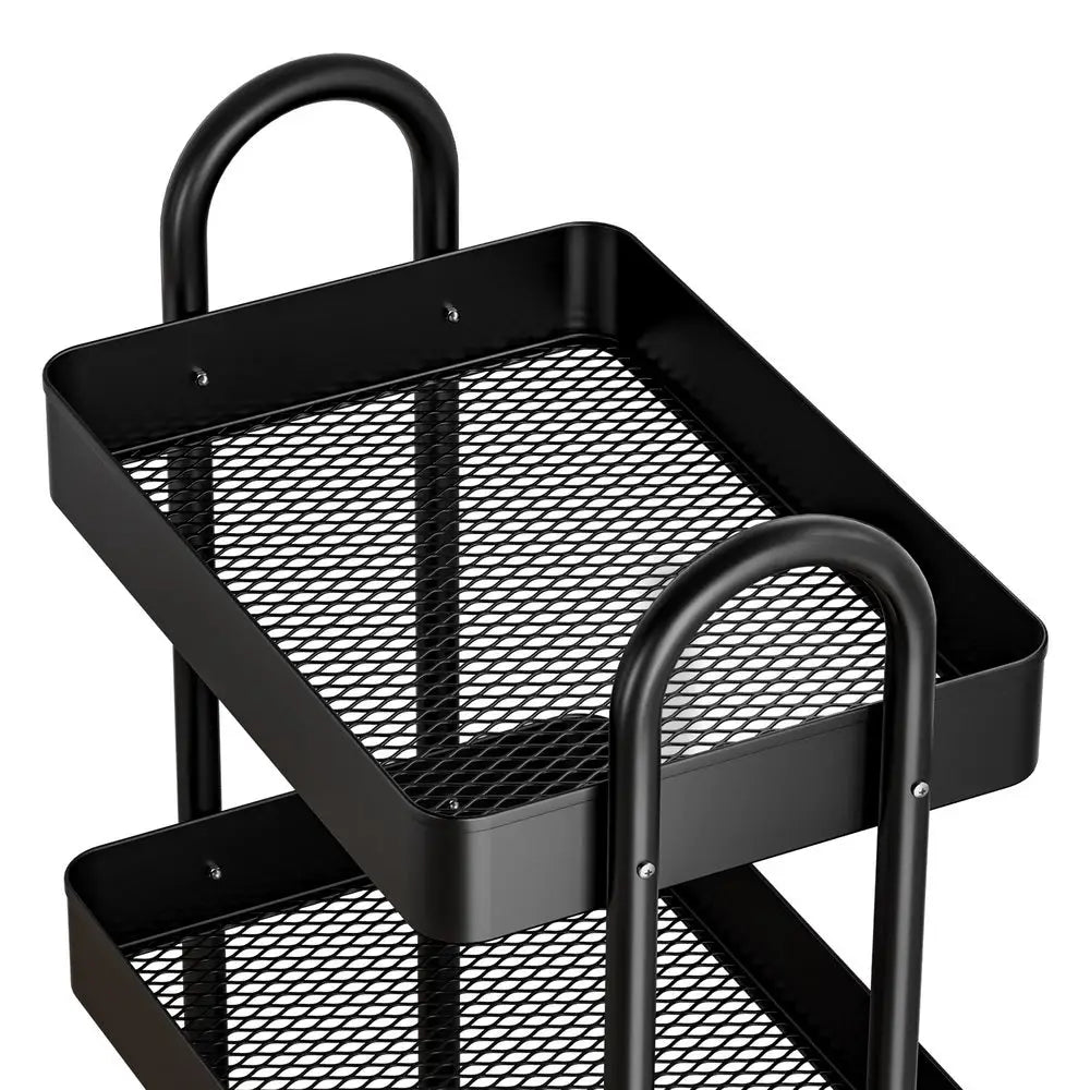 Artiss Storage Trolley Kitchen Cart 4 Tiers Black - Furniture > Dining