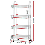 Artiss Storage Trolley Kitchen Cart 4 Tiers White - Furniture > Dining