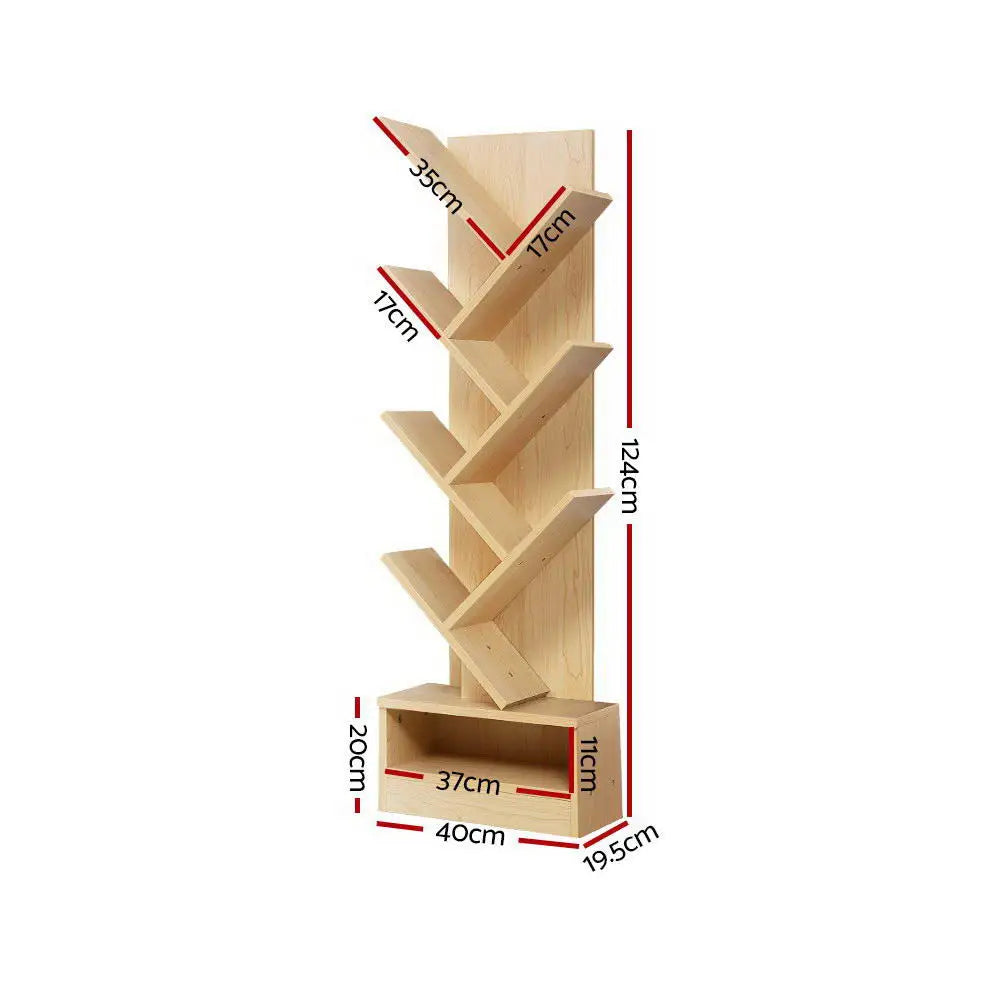 Artiss Tree Bookshelf 7 Tiers - ECHO Oak - Furniture > Living Room > Bookcases & Shelves