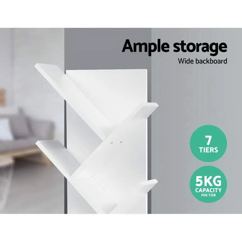 Artiss Tree Bookshelf 7 Tiers - ECHO White - Furniture > Office