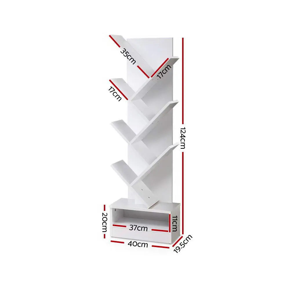 Artiss Tree Bookshelf 7 Tiers - ECHO White - Furniture > Office