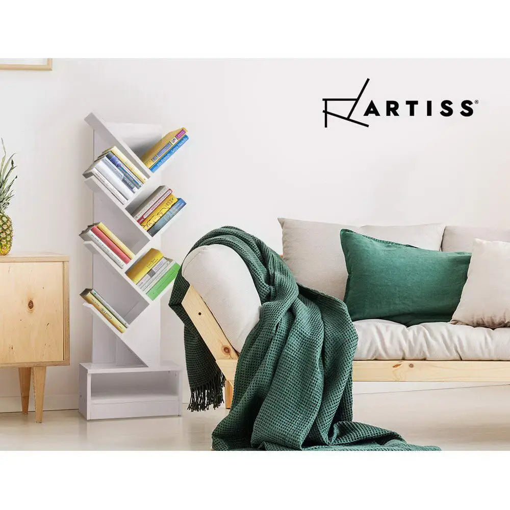 Artiss Tree Bookshelf 7 Tiers - ECHO White - Furniture > Office