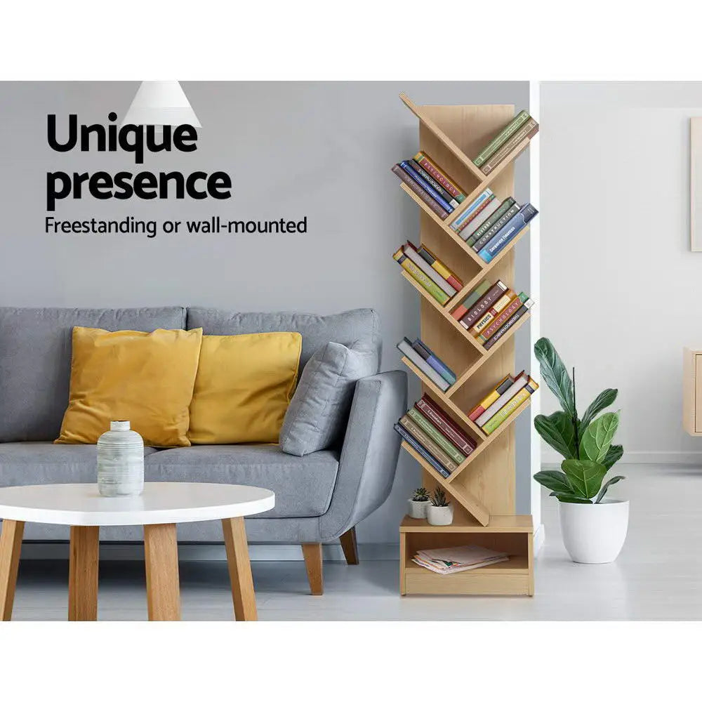 Artiss Tree Bookshelf 9 Tiers - ECHO Oak - Furniture > Office