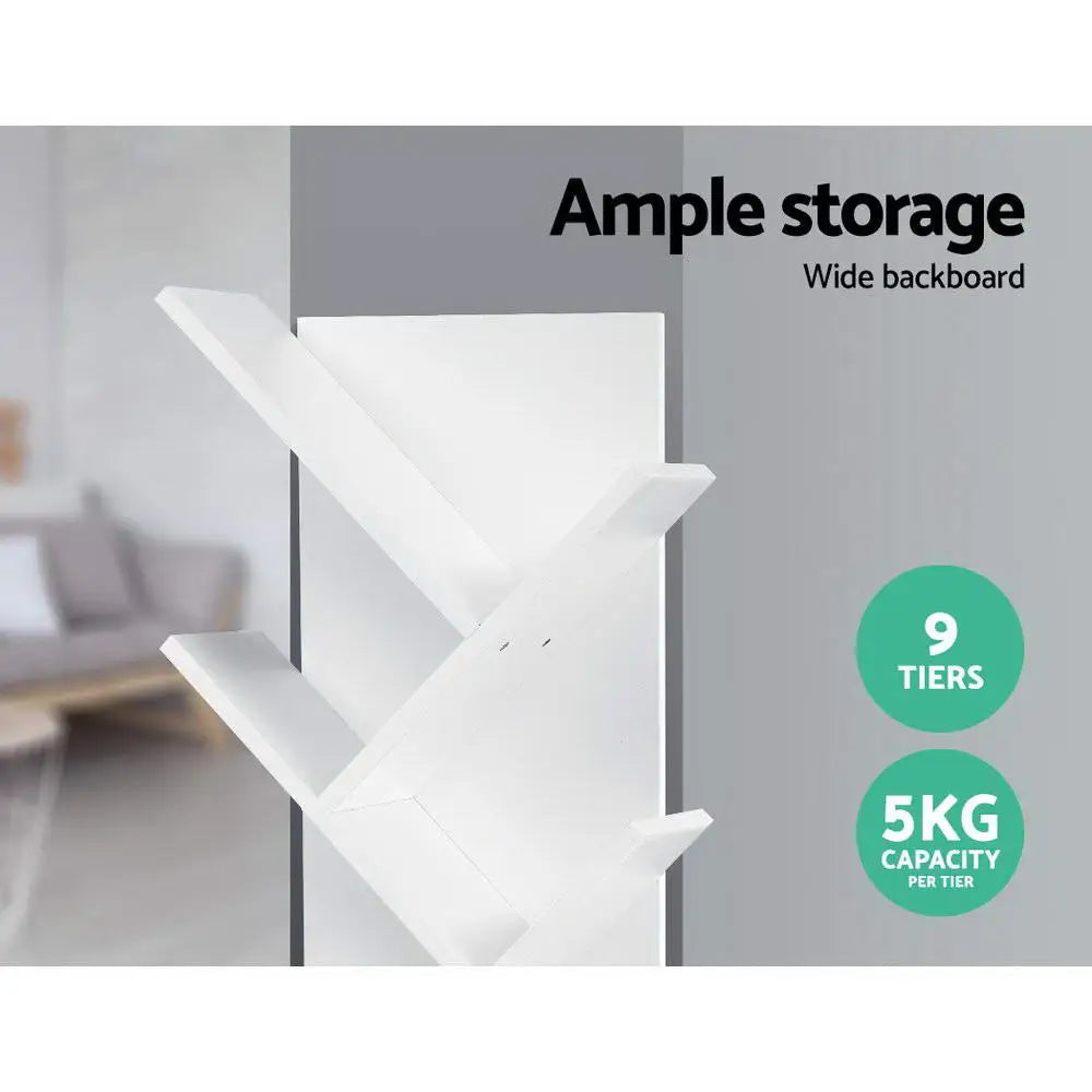 Artiss Tree Bookshelf 9 Tiers - ECHO White - Furniture > Living Room > Bookcases & Shelves