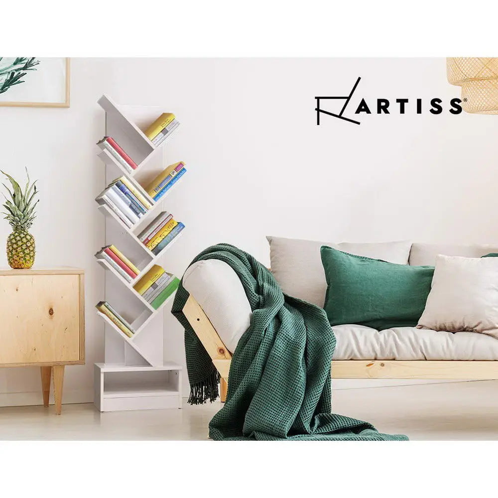 Artiss Tree Bookshelf 9 Tiers - ECHO White - Furniture > Living Room > Bookcases & Shelves