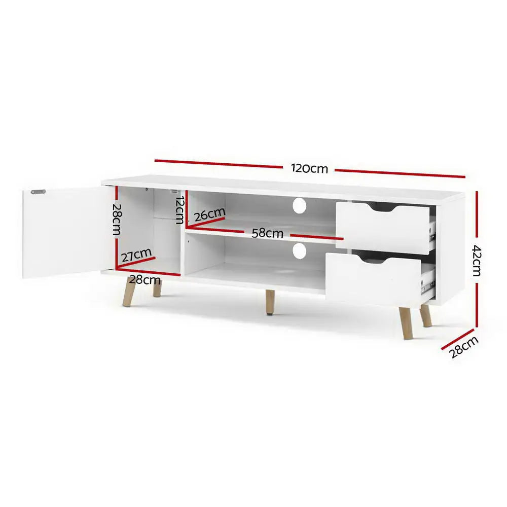 Artiss TV Cabinet Entertainment Unit 120cm White Larin - Furniture > Living Room > TV Units