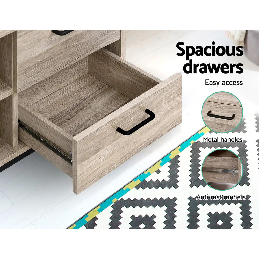 Artiss TV Cabinet Entertainment Unit 132cm Pine Tania - Furniture > Living Room > TV Units