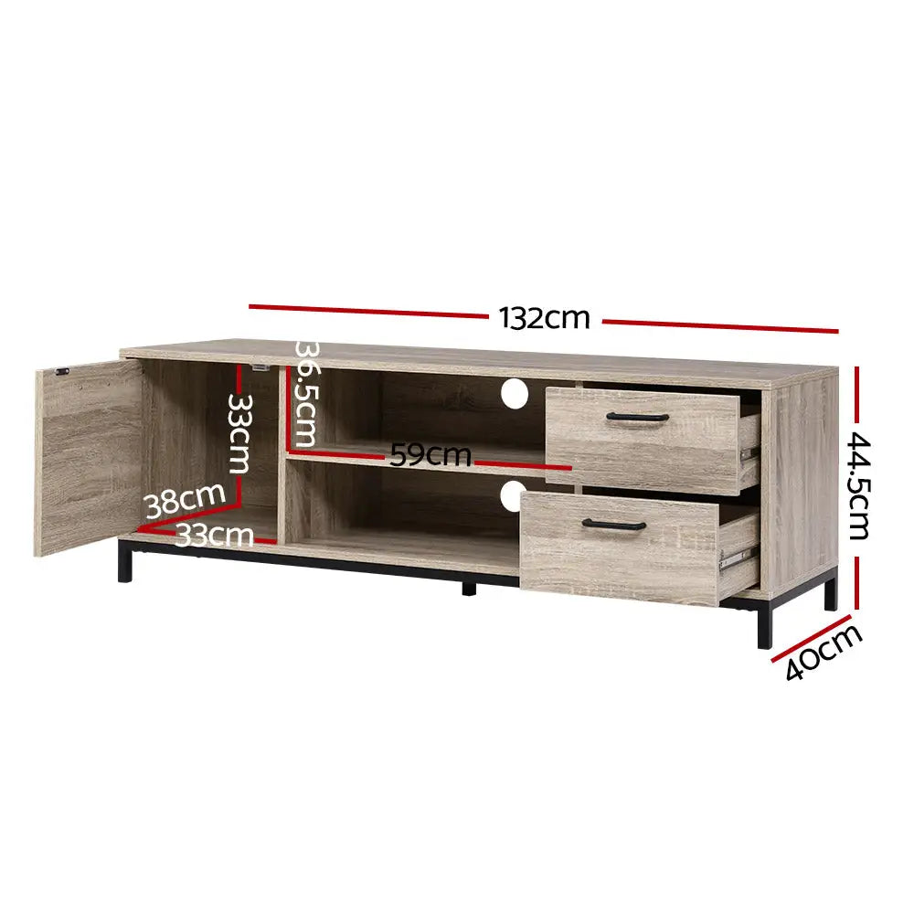 Artiss TV Cabinet Entertainment Unit 132cm Pine Tania - Furniture > Living Room > TV Units