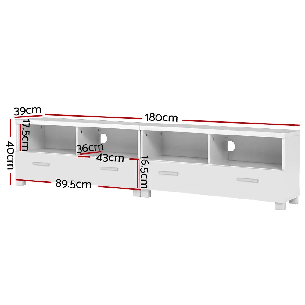Artiss TV Cabinet Entertainment Unit 180cm White Eddie - Furniture > Living Room > TV Units
