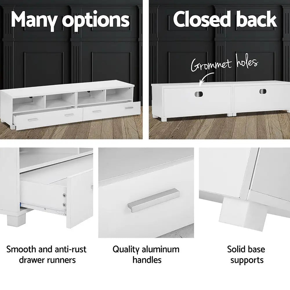 Artiss TV Cabinet Entertainment Unit 180cm White Eddie - Furniture > Living Room > TV Units