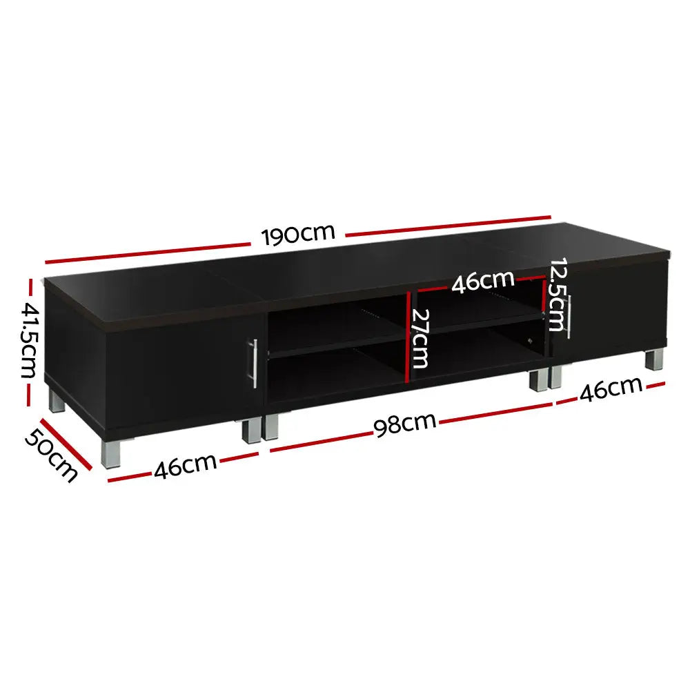 Artiss TV Cabinet Entertainment Unit 190cm Black Danson - Furniture > Living Room > TV Units