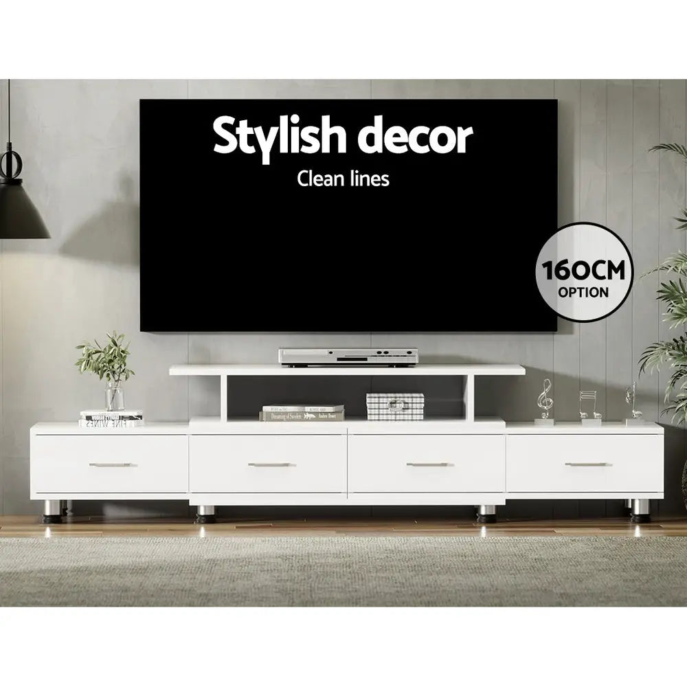 Artiss TV Cabinet Entertainment Unit Extendable 160CM To 220CM White - Furniture > Living Room > TV Units