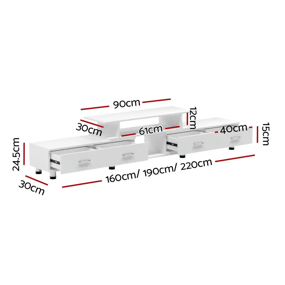 Artiss TV Cabinet Entertainment Unit Extendable 160CM To 220CM White - Furniture > Living Room > TV Units