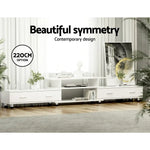 Artiss TV Cabinet Entertainment Unit Extendable 160CM To 220CM White - Furniture > Living Room > TV Units